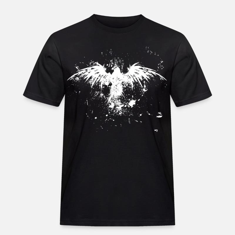 Grunge Eagle Rise - Männer Workwear T-Shirt - Schwarz