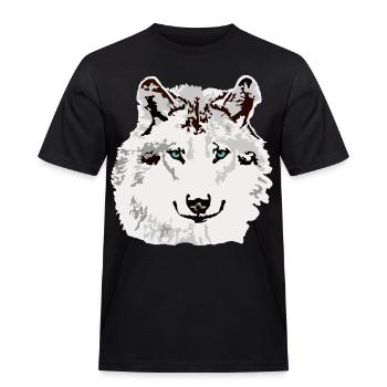 Weisser Wolf blaue Augen - Männer Workwear T-Shirt - Schwarz - Vorne - AI Model Male 178 light (178cm)