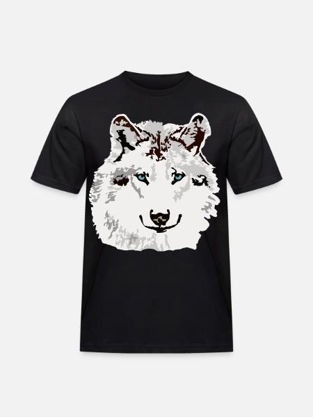 White wolf blue eyes - Men's Workwear T-Shirt - black