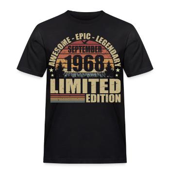 1968 September 1968 Geburtstag September 1968 - Männer Workwear T-Shirt - Schwarz - Vorne - AI Model Male 178 light (178cm)