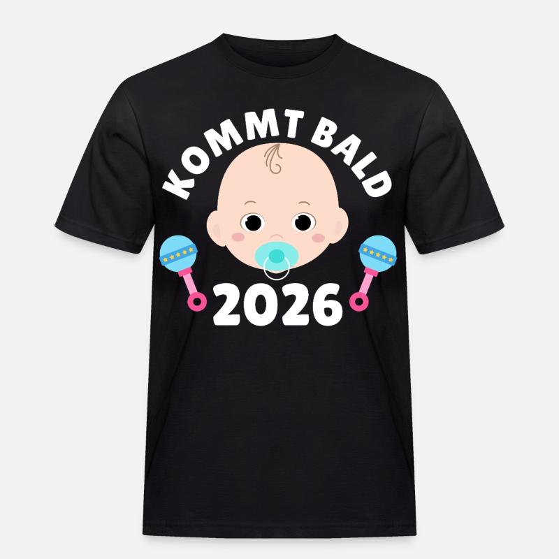 Werdende Mutter KOMMT BALD 2026 Lustiges - Männer Workwear T-Shirt - Schwarz