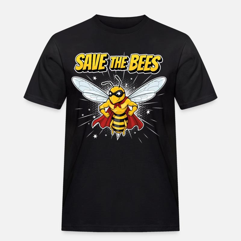 Comic Biene Heldenmotto - Männer Workwear T-Shirt - Schwarz