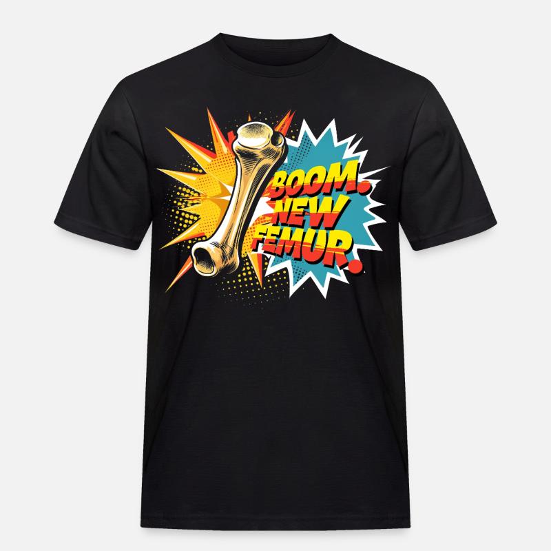 Beinbruch Gebrochener Oberschenkel - Männer Workwear T-Shirt - Schwarz