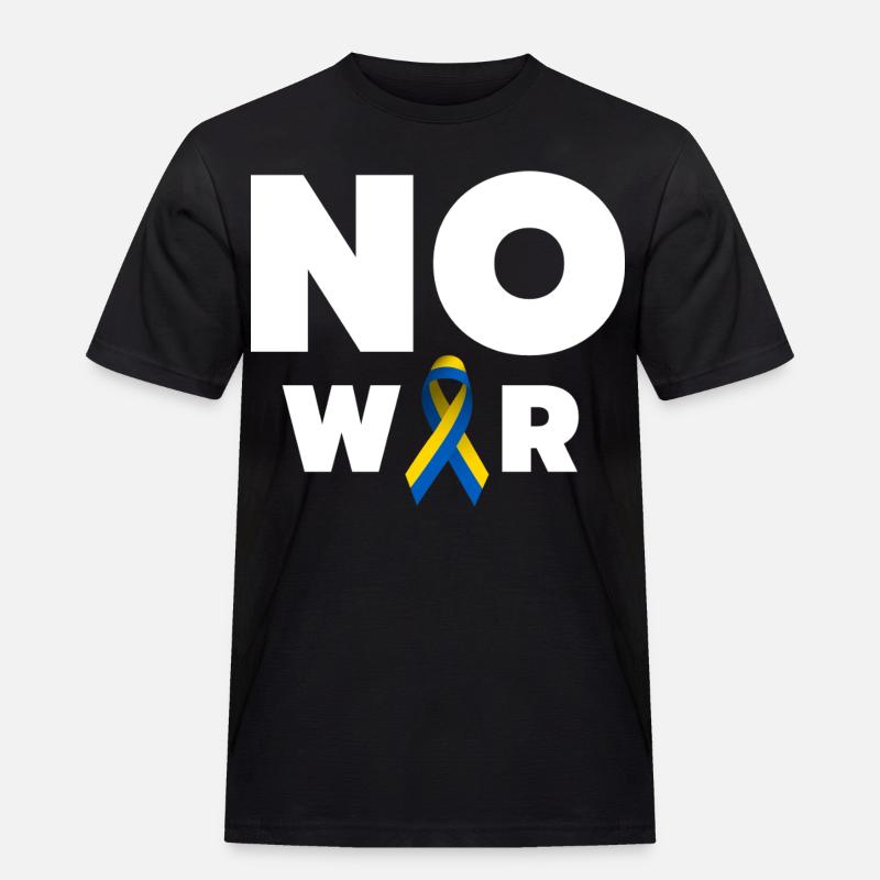 No War Text mit ukrainischer Solidaritätsschleife - Männer Workwear T-Shirt - Schwarz