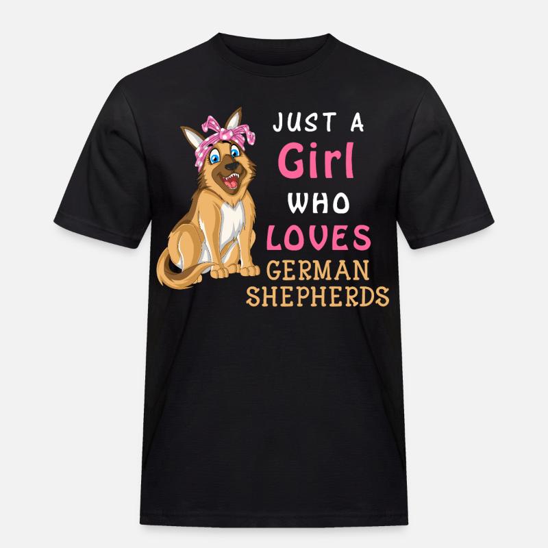 Mädchen liebt Deutschen Schäferhund - Männer Workwear T-Shirt - Schwarz