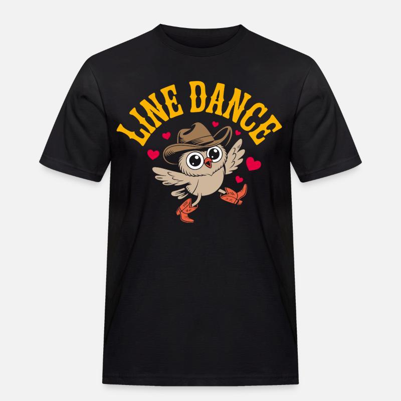 Lustige Eule beim Line Dance - Männer Workwear T-Shirt - Schwarz