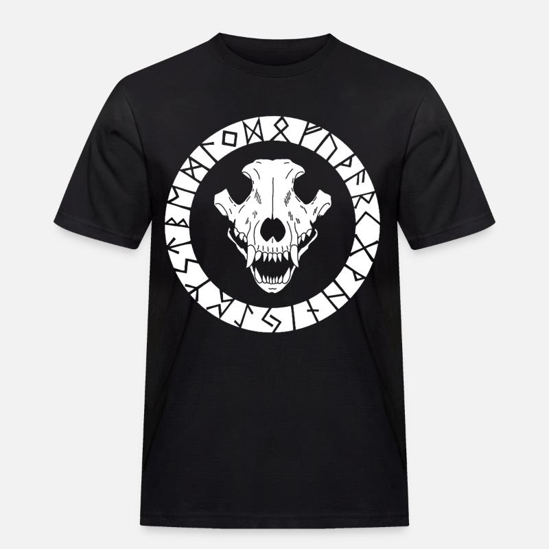 Weißer Wikinger Wolf Schädel - Männer Workwear T-Shirt - Schwarz
