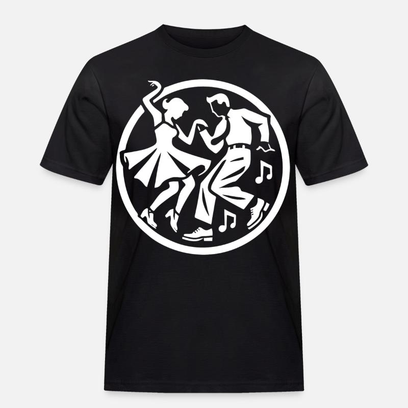 Rock ’n’ Roll Silhouetten Design - Männer Workwear T-Shirt - Schwarz
