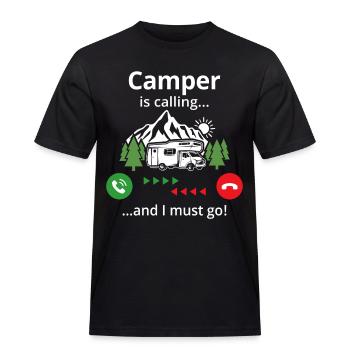 Camper ruft... Und ich muss gehen - Männer Workwear T-Shirt - Schwarz - Vorne - AI Model Male 178 light (178cm)