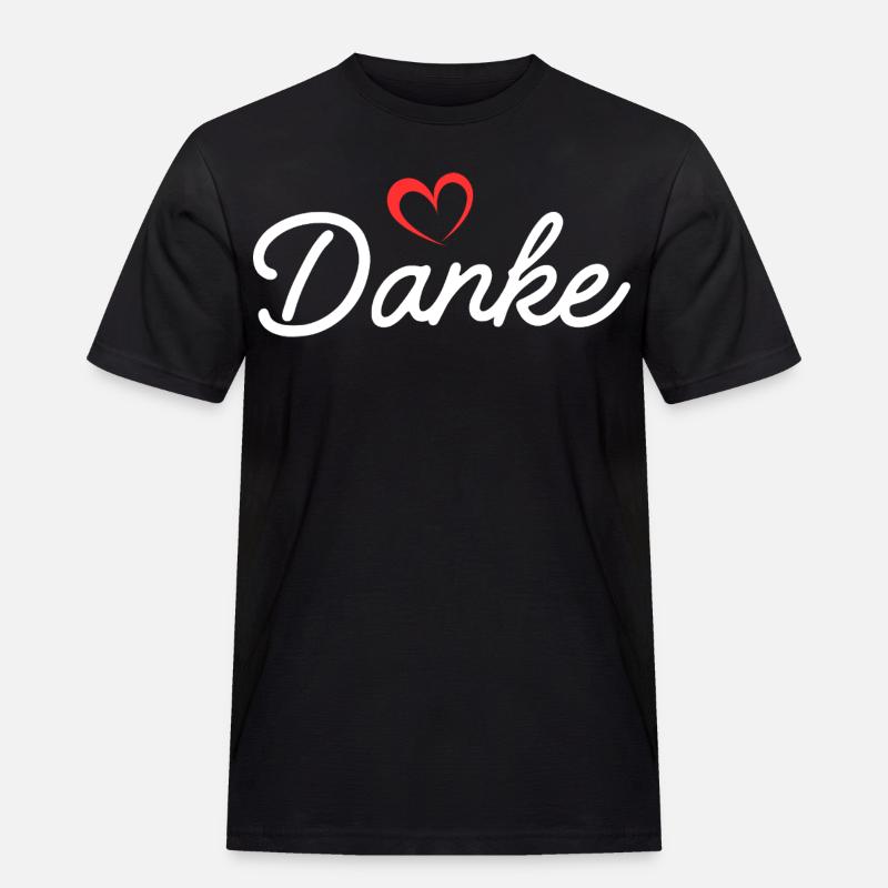 Danke Herz Script - Männer Workwear T-Shirt - Schwarz