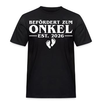 Befördert zum Onkel 2026 Schwangerschaft verkünden - Männer Workwear T-Shirt - Schwarz - Vorne - AI Model Male 178 light (178cm)