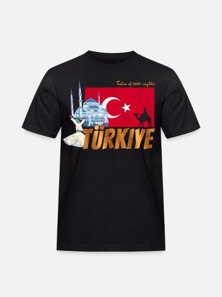 Türkiye Istanbul Vintage Flaga Turcja Sovenir - Męska koszulka robocza - czarny