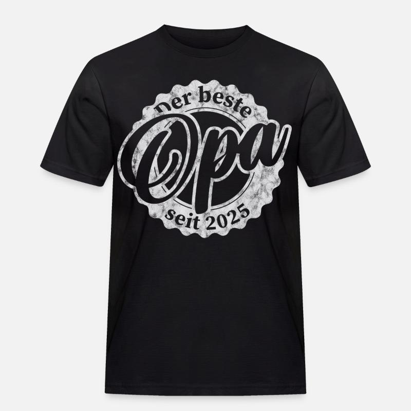 Der Beste Opa seit 2025 - Männer Workwear T-Shirt - Schwarz