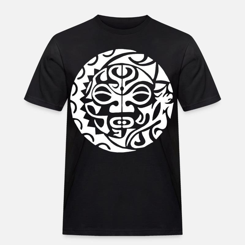 Polynesischer Schädel (weiß) - Männer Workwear T-Shirt - Schwarz