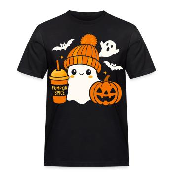 Süßer Geist Kaffee Mütze Cartoon Halloween - Männer Workwear T-Shirt - Schwarz - Vorne - AI Model Male 178 light (178cm)
