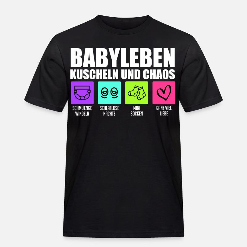 Werdende Mutter BABYLEBEN KUSCHELN UND CHAOS - Männer Workwear T-Shirt - Schwarz