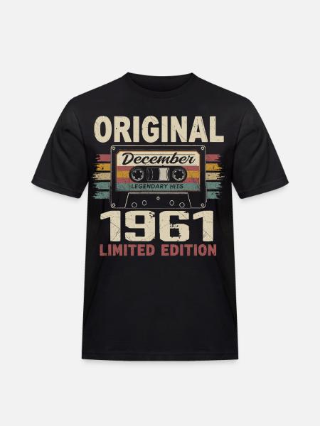 December 1961 Birthday Gift - Men's Workwear T-Shirt - black