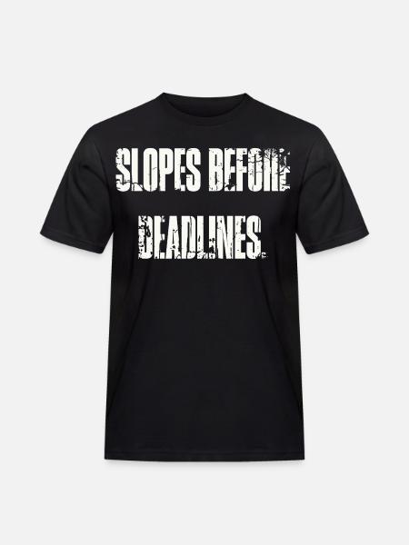 Slopes Before Deadlines - Männer Workwear T-Shirt - Schwarz