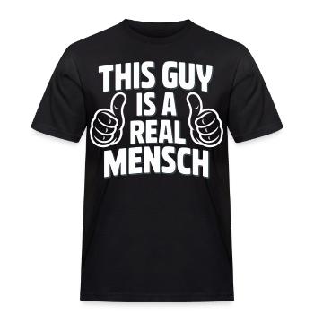 Herrskjorta – Den här killen är en riktig person - Arbets-T-shirt herr - svart - Fram - AI Model Male 178 light (178cm)