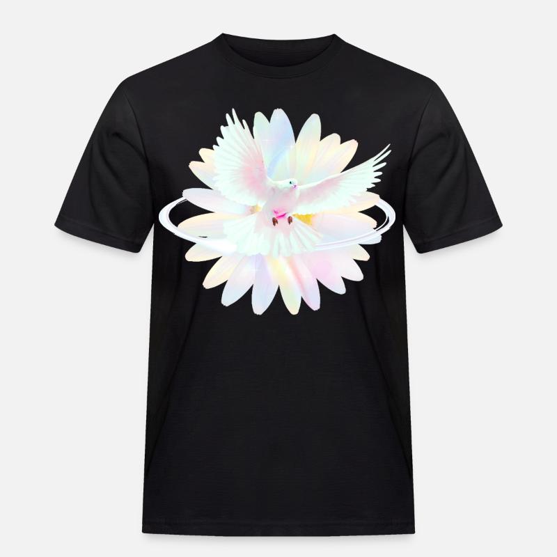 Pastelltaube im Regenbogenlicht - Männer Workwear T-Shirt - Schwarz