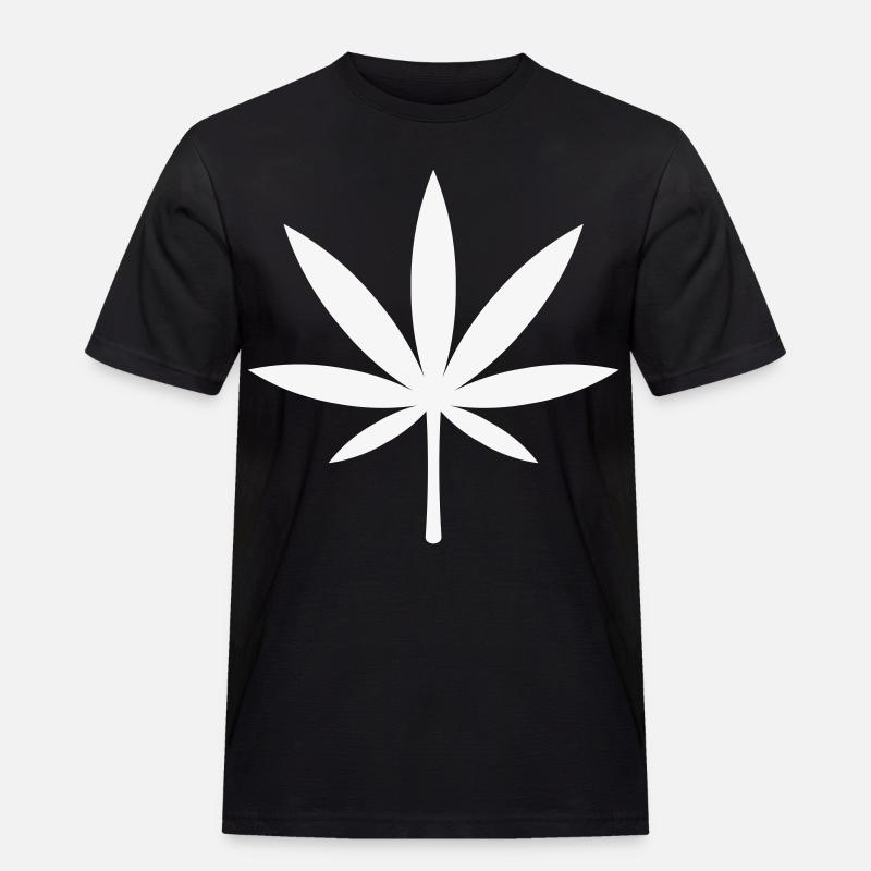 Cannabis / Marijuana / Hemp Leaf (White) - Men's Workwear T-Shirt - black