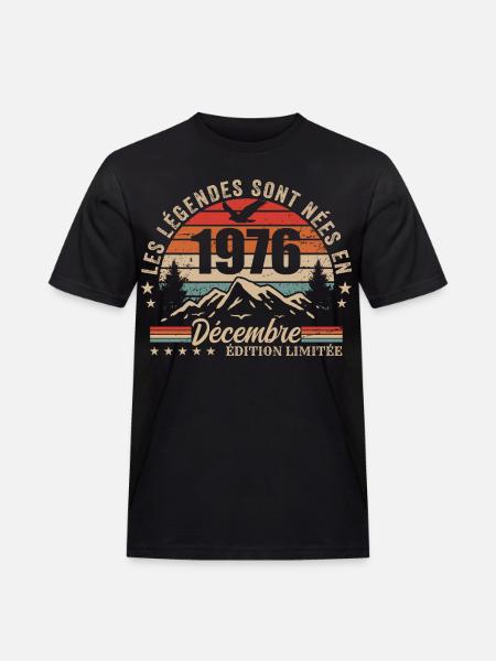 Rétro Décembre 1976 - Cadeau 49 Ans - T-shirt Workwear homme - noir