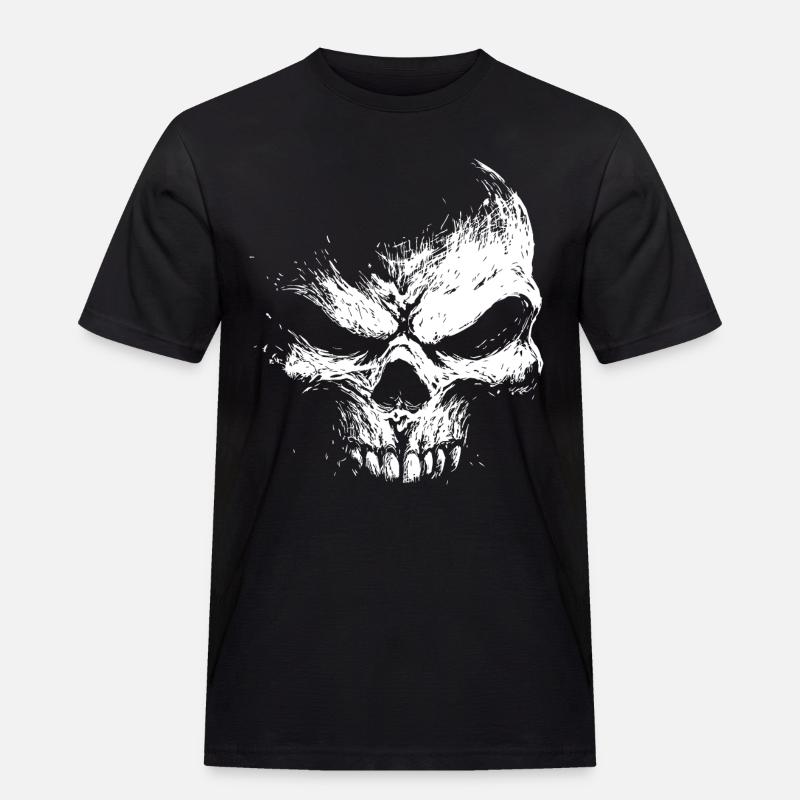 Evil Skull – Dark Grinning Beast - Männer Workwear T-Shirt - Schwarz