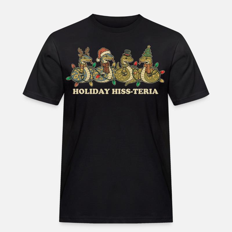 Königspython Weihnachtsbeleuchtung Geschenk - Männer Workwear T-Shirt - Schwarz