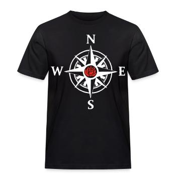 Kompassrose und Natur (Weiß) - Männer Workwear T-Shirt - Schwarz - Vorne - AI Model Male 178 light (178cm)