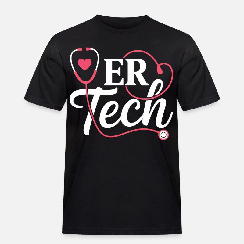 ERTech Stethoskop Herz - Männer Workwear T-Shirt - Schwarz
