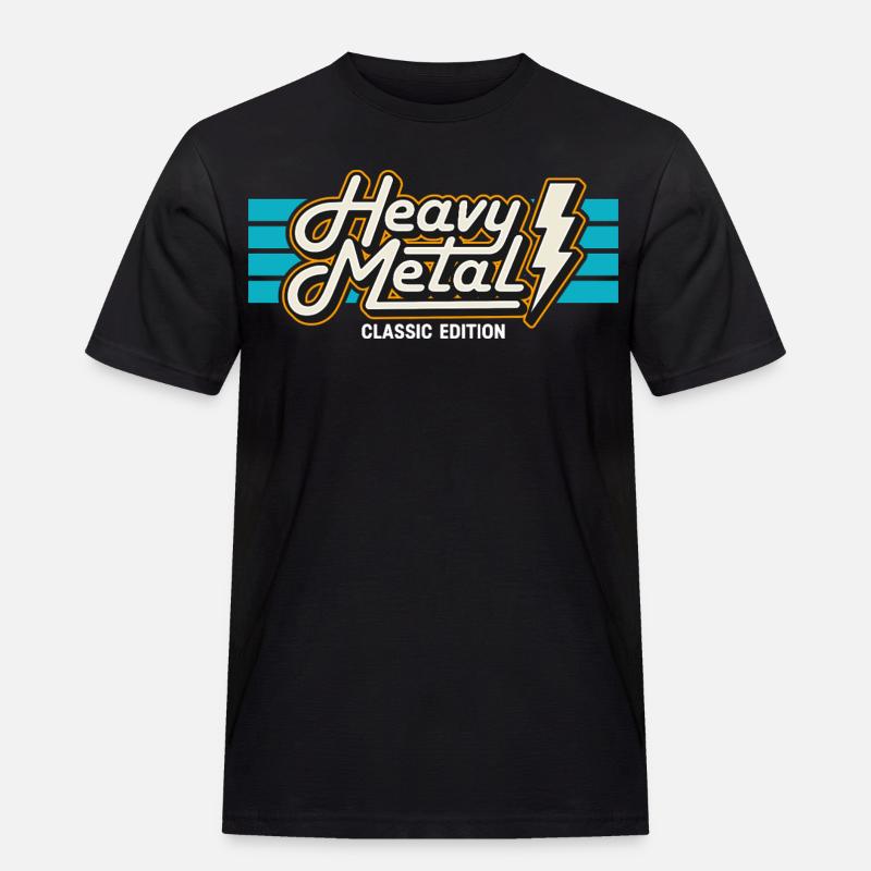 Retro Heavy Metal Abzeichen mit Blitz - Männer Workwear T-Shirt - Schwarz