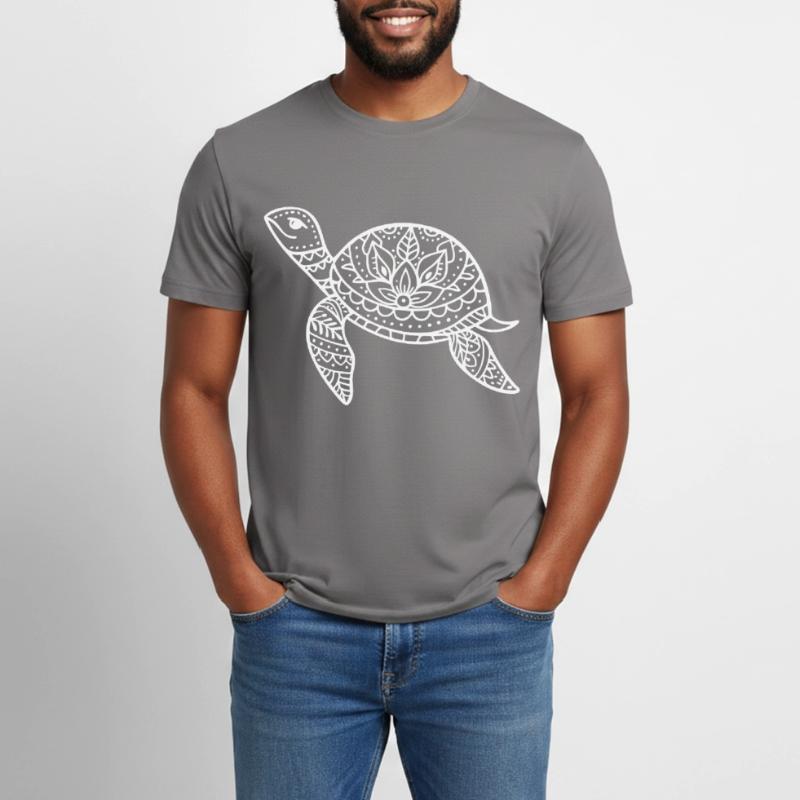 Boho turtle with pattern shell Men's Workwear T-Shirt