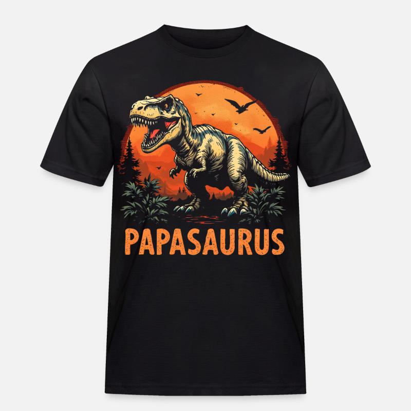 Papasaurus Bester Papa starker Vater Geschenk - Männer Workwear T-Shirt - Schwarz