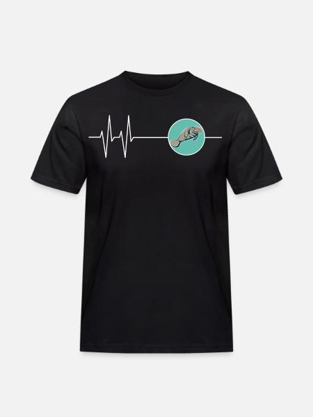 Dugong Seekoeien in de Hartslagcirkel - Mannen Workwear T-shirt - zwart