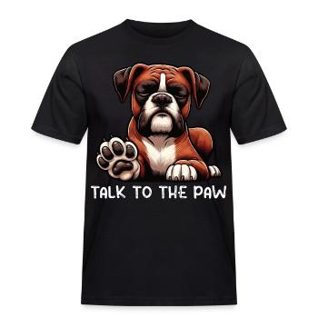 Talk to the Paw Boxer Boxerhalter Boxerhund  - Männer Workwear T-Shirt - Schwarz - Vorne - AI Model Male 178 light (178cm)