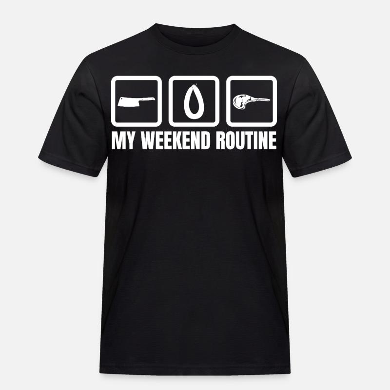 Metzger Wochenendroutine - Männer Workwear T-Shirt - Schwarz