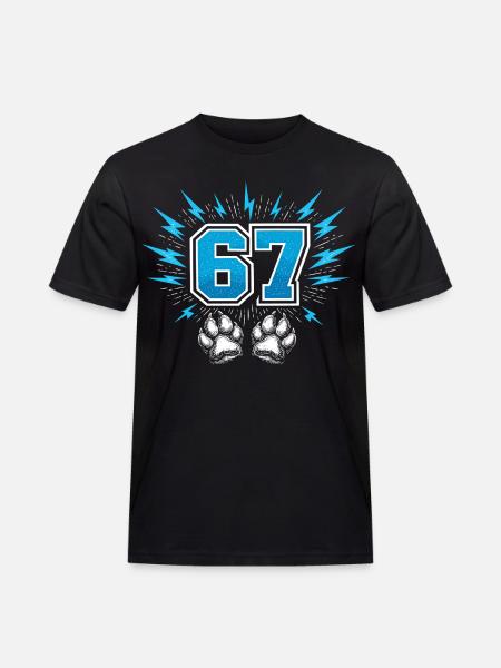 67 Six Seven Meme Rolig | Dog Paw - Arbets-T-shirt herr - svart