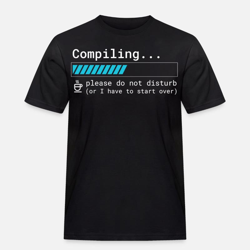 Lustiges Programmierer T-Shirt - Compiling Please  - Männer Workwear T-Shirt - Schwarz
