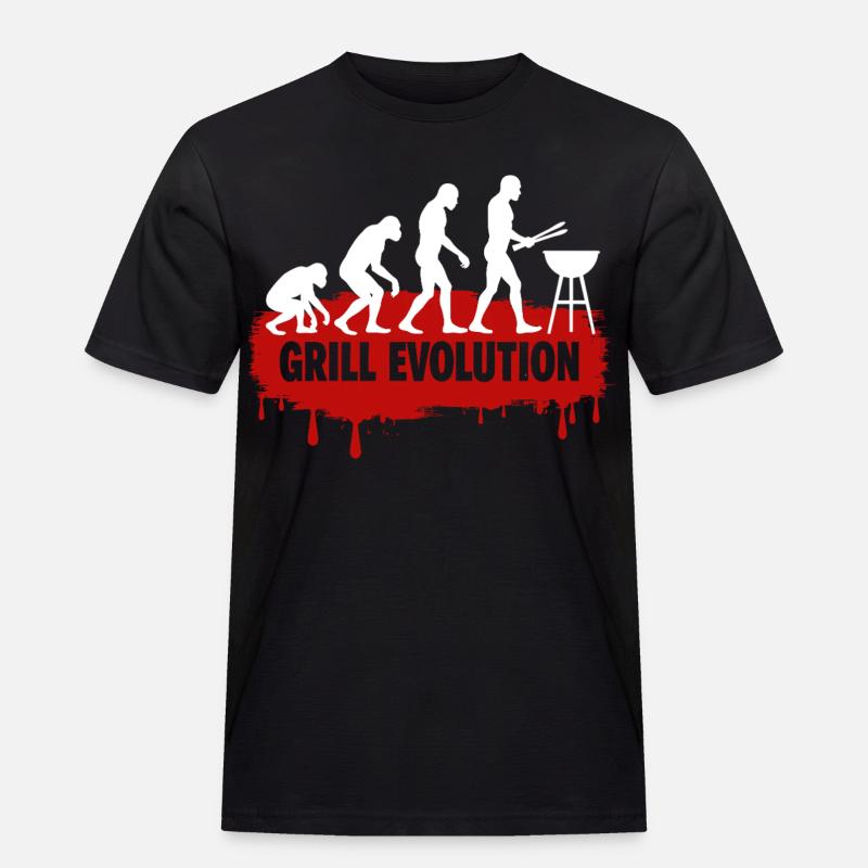 Grill Evolution Lustiger Grillmeister Spruch - Männer Workwear T-Shirt - Schwarz