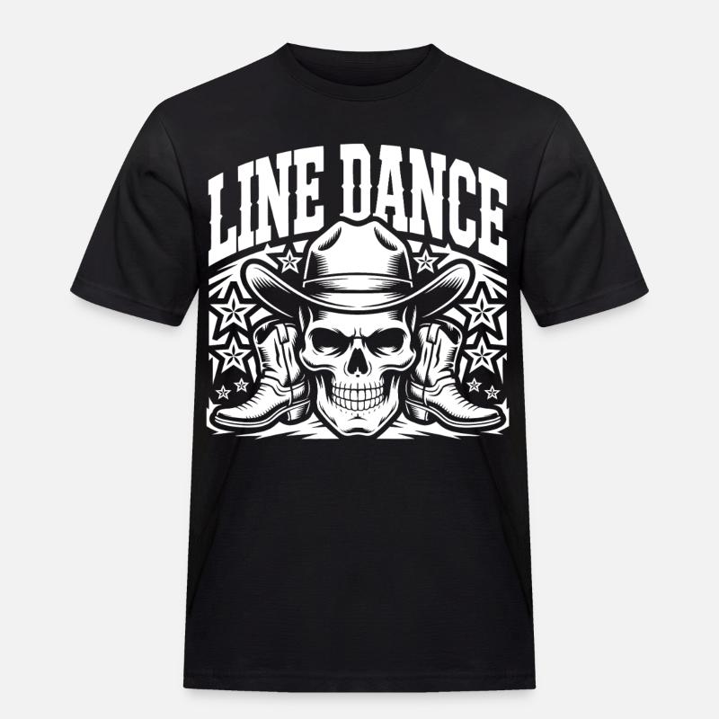 Line Dance Schädel Cowboy - Männer Workwear T-Shirt - Schwarz