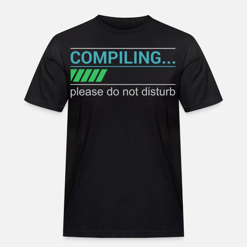 Lustiges Programmierer T-Shirt - Compiling Please - Männer Workwear T-Shirt - Schwarz