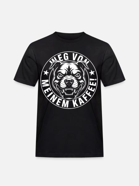 Funny Coffee Shirt with Angry Dog - Men's Workwear T-Shirt - black