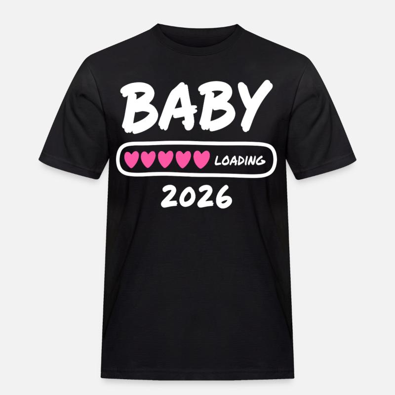 Baby Loading 2026 Schwangerschaft Eltern - Männer Workwear T-Shirt - Schwarz