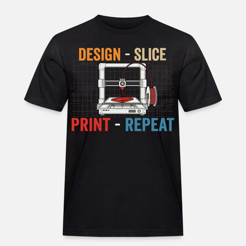3D-Druck Evolution – Design Slice Print Repeat - Männer Workwear T-Shirt - Schwarz