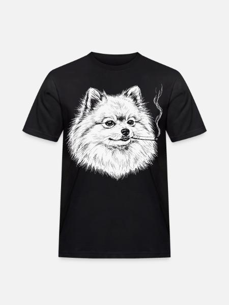 Smoking Pomeranian: Funny Pomeranian Meme - Men's Workwear T-Shirt - black