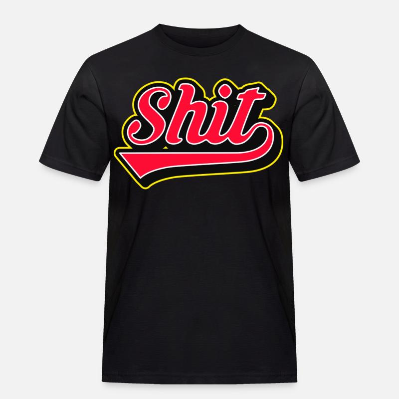 Shit Word Script Logo - Männer Workwear T-Shirt - Schwarz