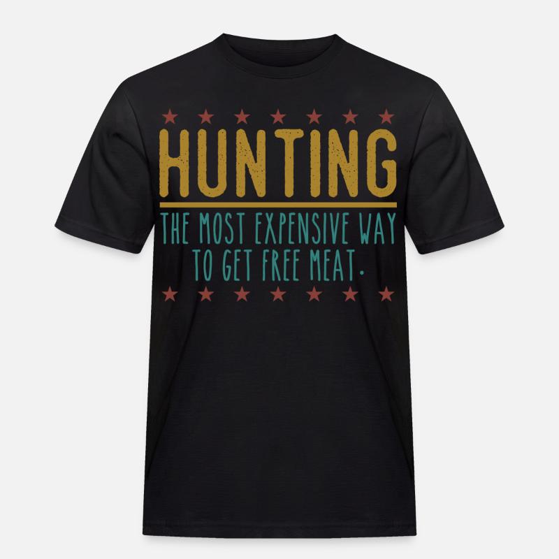 Jäger Lustiger Spruch – Gratis Fleisch Design - Männer Workwear T-Shirt - Schwarz