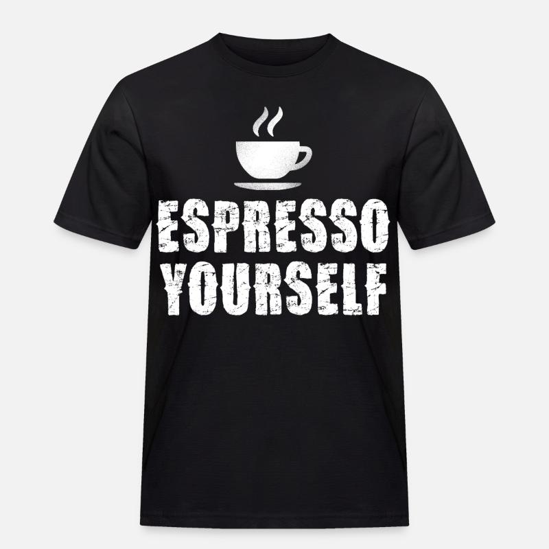 Espresso Yourself Typographic Cup - Männer Workwear T-Shirt - Schwarz