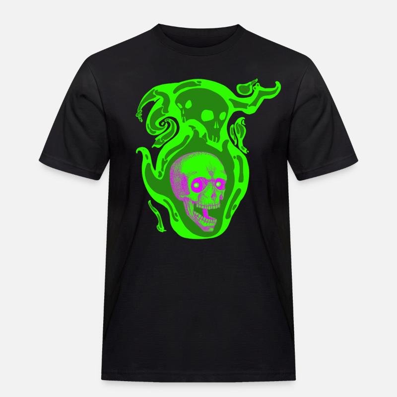 Nebelschädel - Männer Workwear T-Shirt - Schwarz