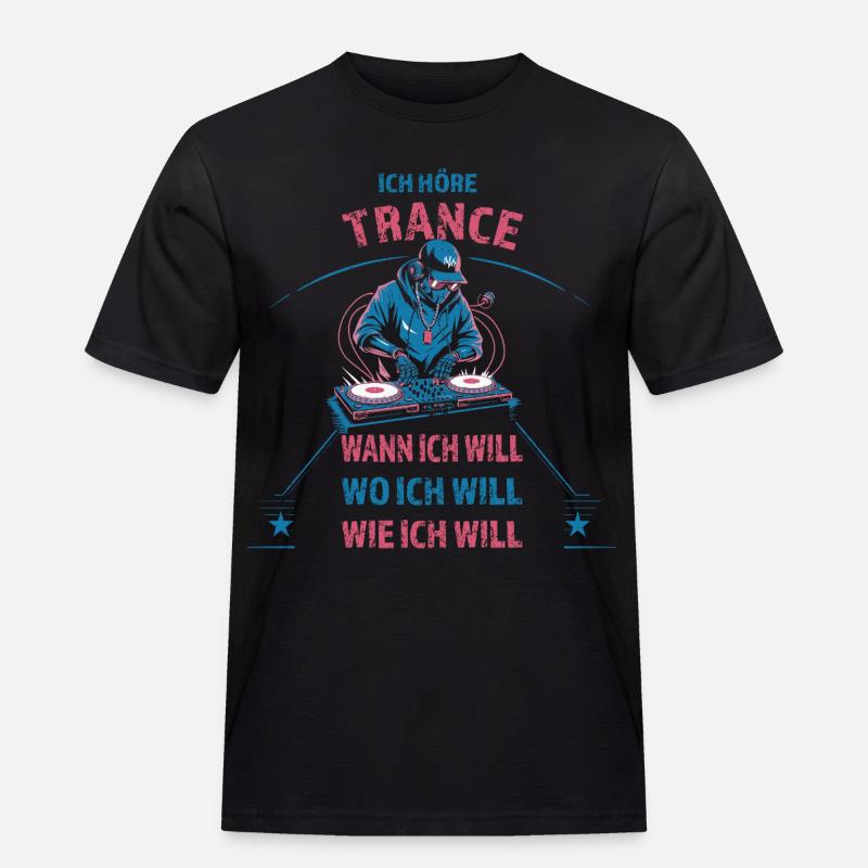 Ich höre Techno wann ich will - Männer Workwear T-Shirt - Schwarz